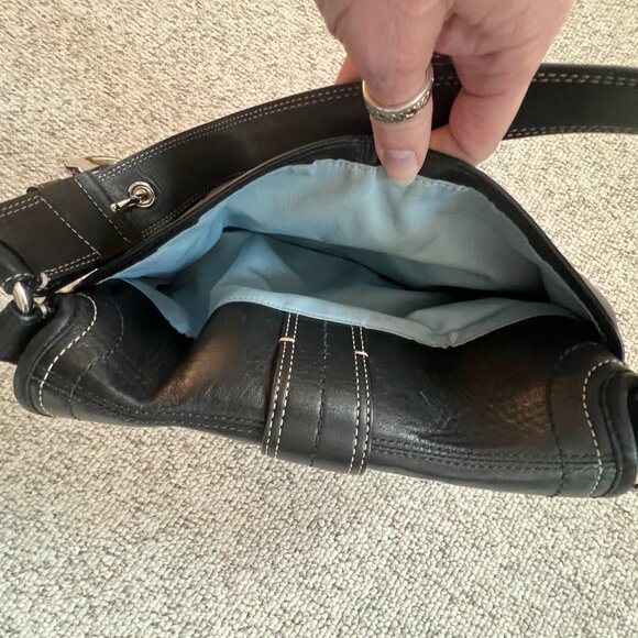 Coach Soho Vintage Pleated Black Leather buckle shoulder bag purse F15204 - Picture 7 of 8